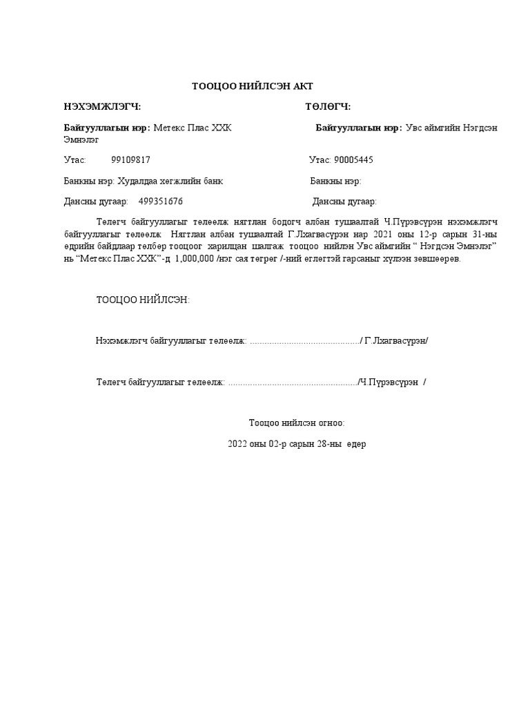 ТООЦОО НИЙЛСЭН АКТ Метронетворк | PDF