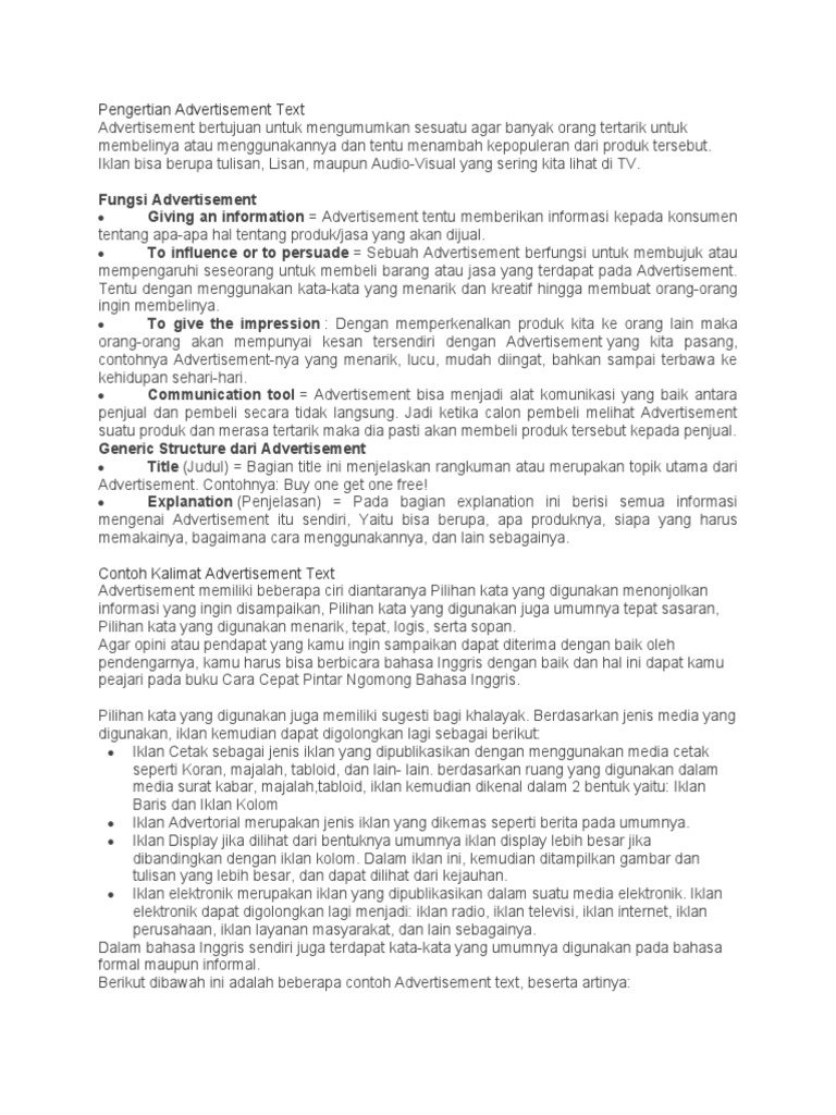 Panduan Lengkap Advertisement Text | PDF | Karier & Perkembangan