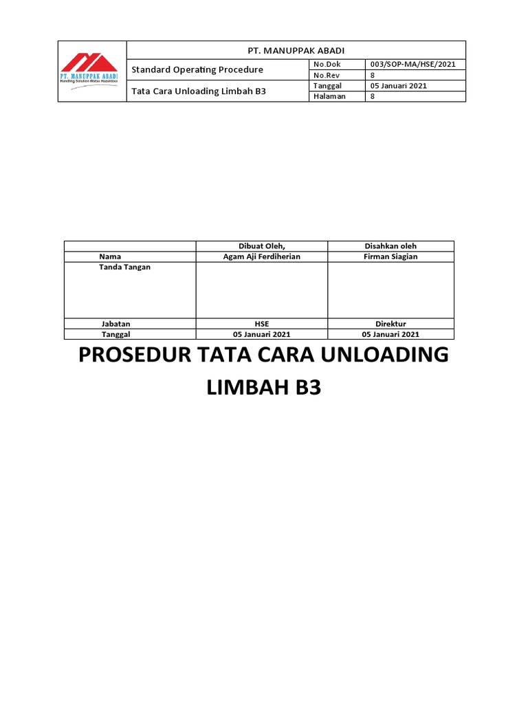 Sop Unloading | PDF