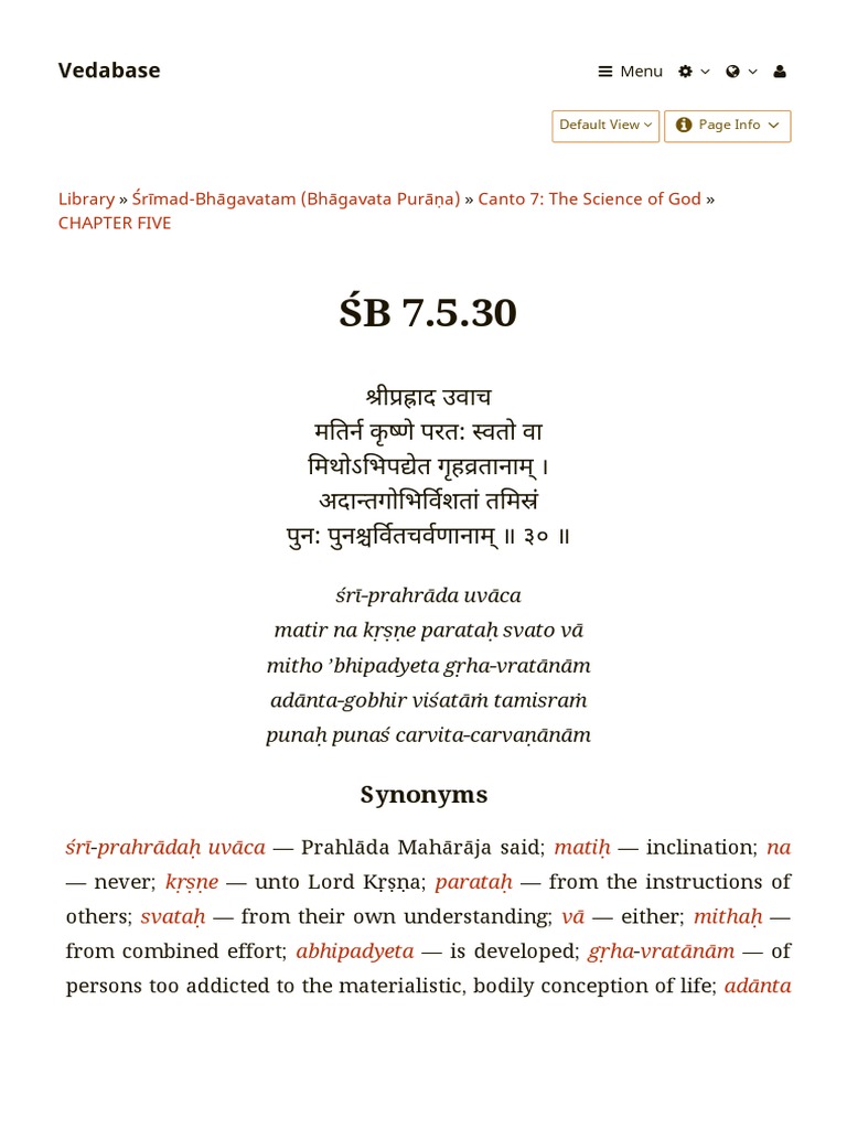 Vedabase: Library Śrīmad-Bhāgavatam (Bhāgavata Purā A) Canto 7: The ...