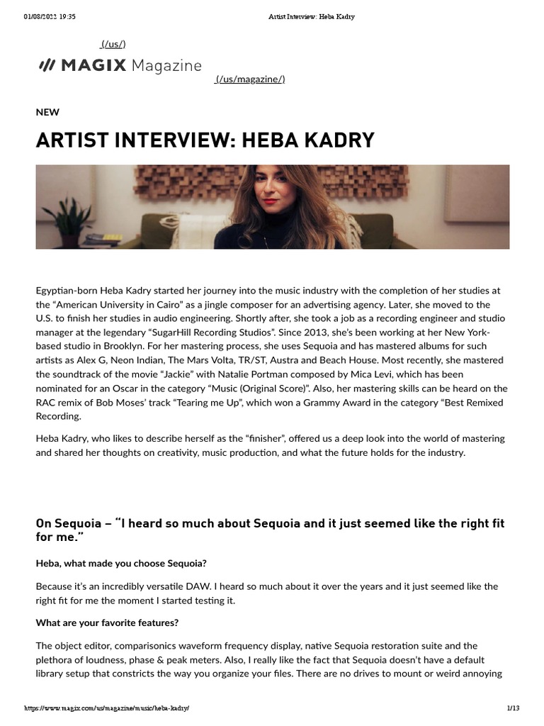 Insights from Mastering Engineer Heba Kadry | PDF | Sound | Sound ...