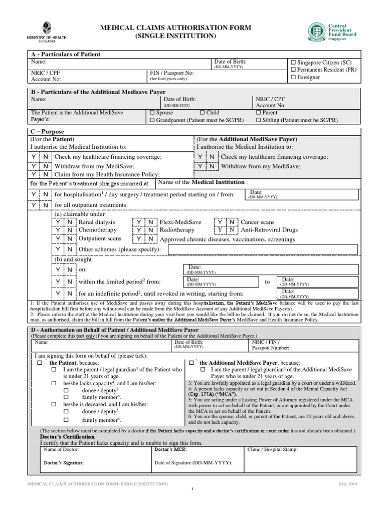 Medical Claims Authorisation Form | PDF | Health Care | Medicine