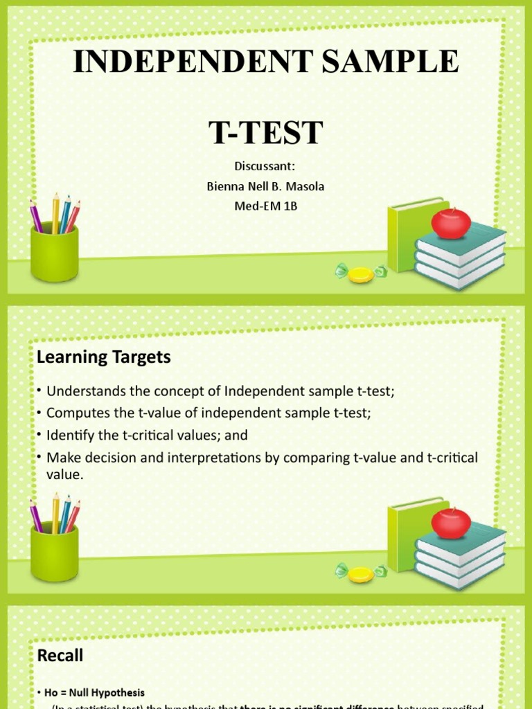 Independent Sample T-Test Guide | PDF | P Value | Student's T Test
