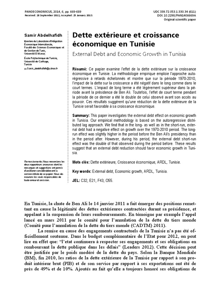 Impact de la Dette Extérieure en Tunisie | PDF | Dette publique | Dettes