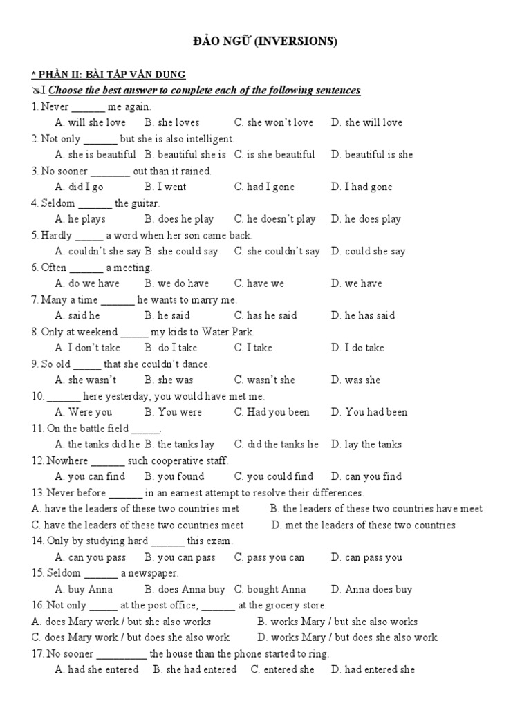 Inversion Exercises and Rules | PDF