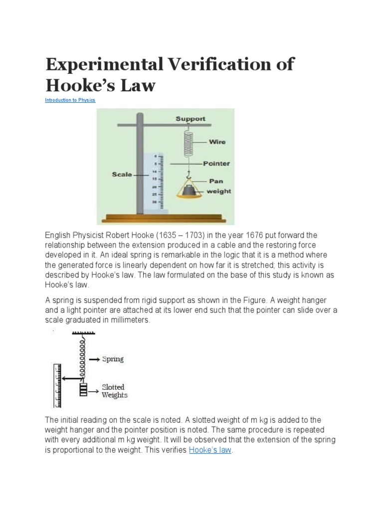 Verification of Hookes Law | PDF | Elasticity (Physics) | Young's Modulus