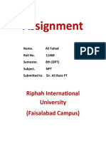 Assignment: Riphah International University (Faisalabad Campus)