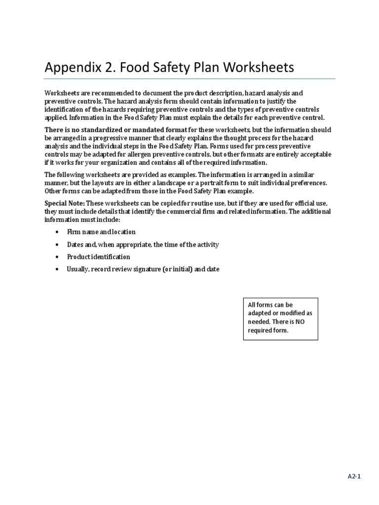 FSPCA Ap2 Worksheets V1.1 Fillable | PDF | Food Allergy | Foods