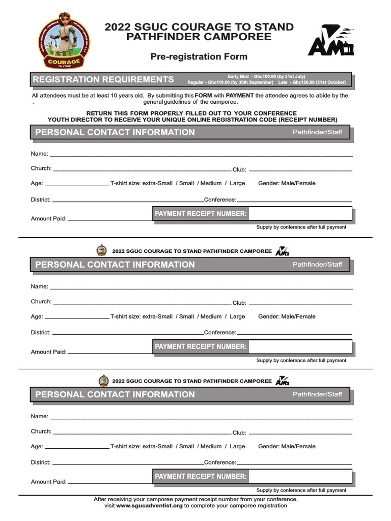 2022 Pathfinder Camporee Registration Form | PDF