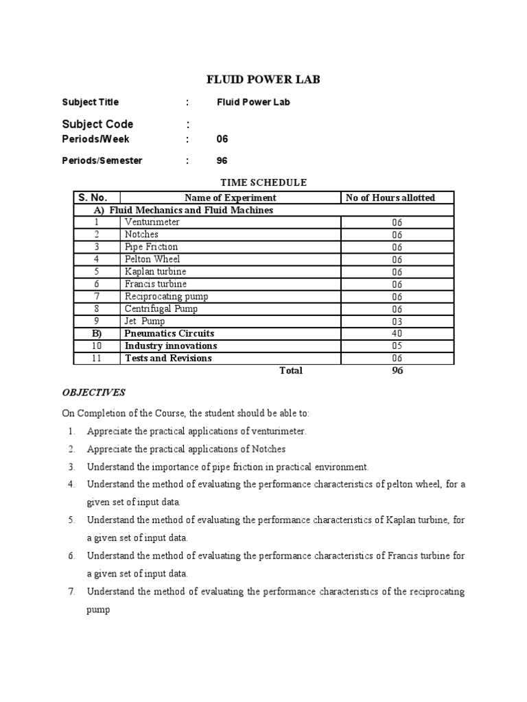 5.fluid Power Lab PDF Turbine Pump