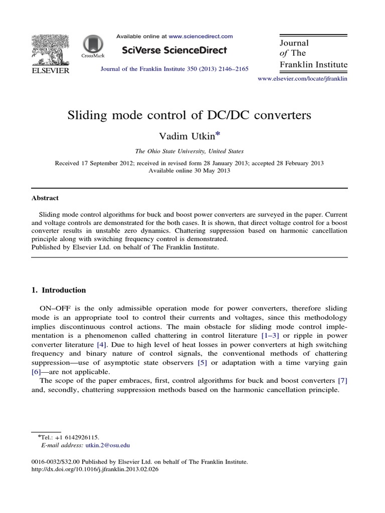Sliding Mode Control of DC/DC Converters: Vadim Utkin | PDF ...