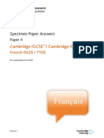 Specimen Paper Answers: Cambridge IGCSE / Cambridge IGCSE (9-1) French 0520 / 7156