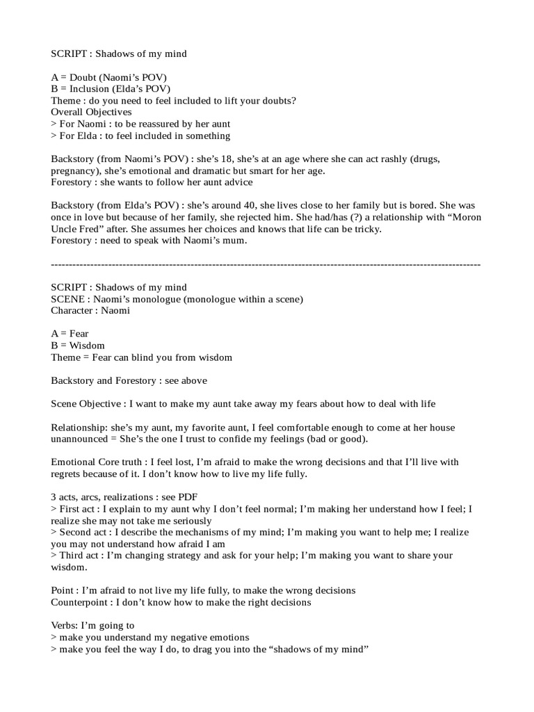 Analysis Shadows of My Mind Take 2 PDF