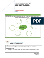 Operations Management and TQM Module Content - Week 14 Lesson: Quality Management