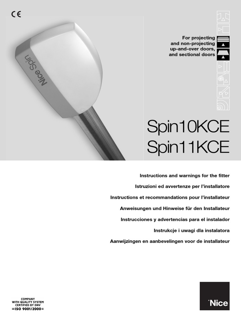 Notice d'installation moteur Nice Spin PDF Antenne (Radio) Prise — free download