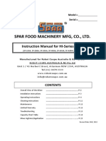 Spar Food Machinery MFG, Co., LTD.: Instruction Manual For HI-Series Mixer