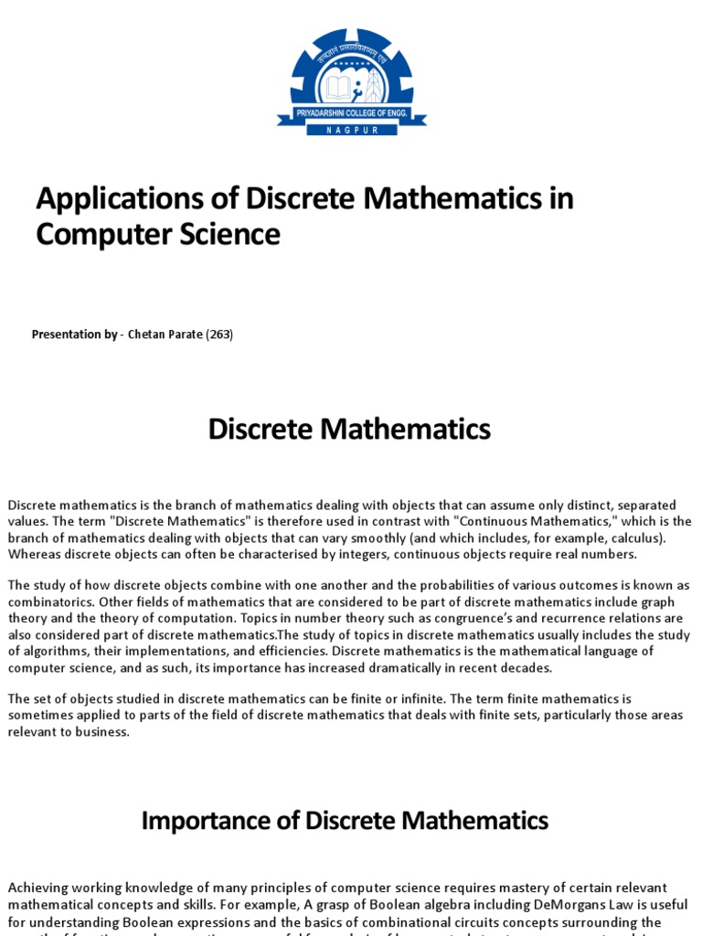 An Overview of the Applications of Discrete Mathematics in Computer ...