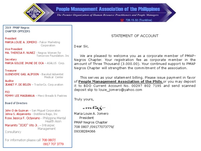 PMAP Statement of Account 2021 Corporate | PDF