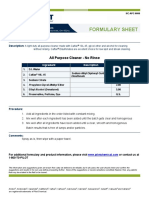 Formulary Sheet: All Purpose Cleaner - No Rinse