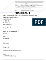 Practical. 1: Aim: - To Implement STACK Data Structure As ADT Using Array. Code: - #Include