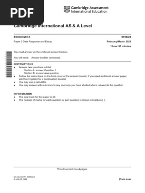 Cambridge International AS & A Level: ECONOMICS 9708/22 | PDF