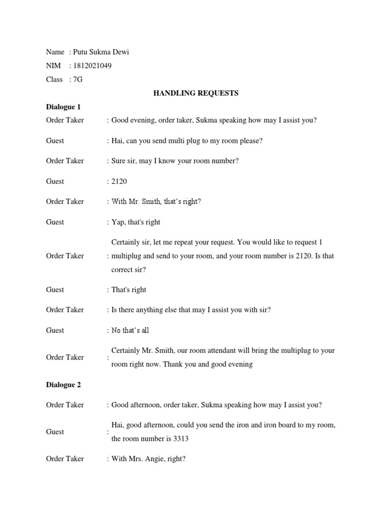 Guest Request and Complaint Handling | PDF
