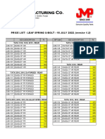 JMP Manufacturing Co.: Price List - Leaf Spring U-Bolt - 15 July 2022