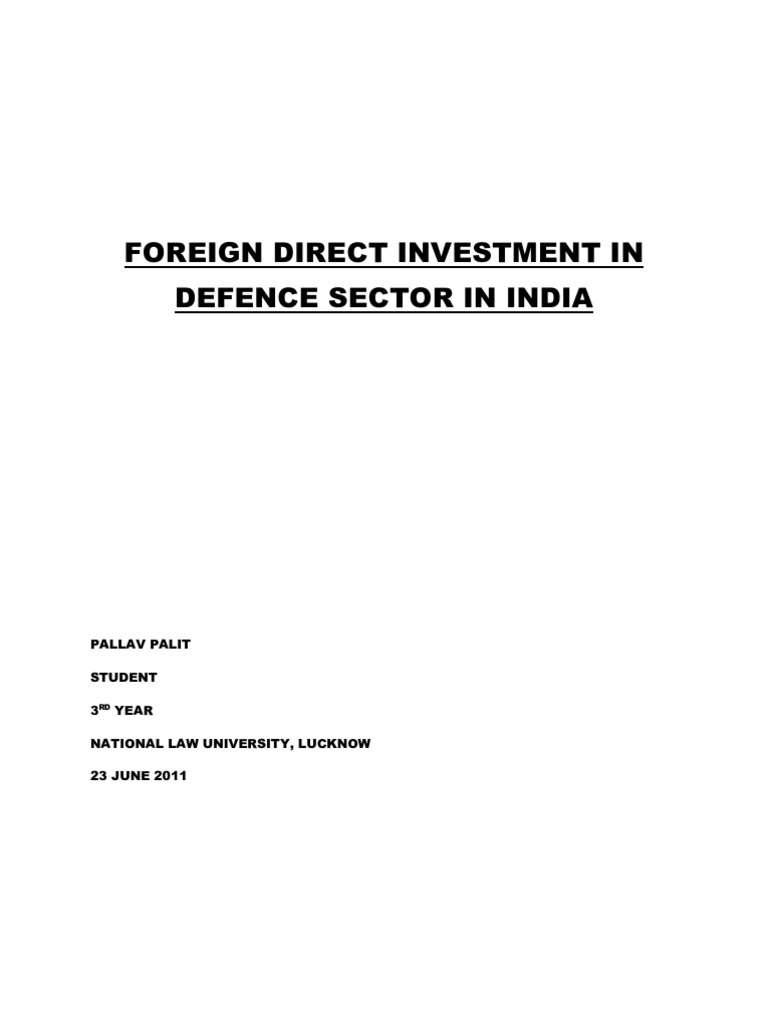 FDI in India's Defence Sector Analysis | PDF | Foreign Direct ...