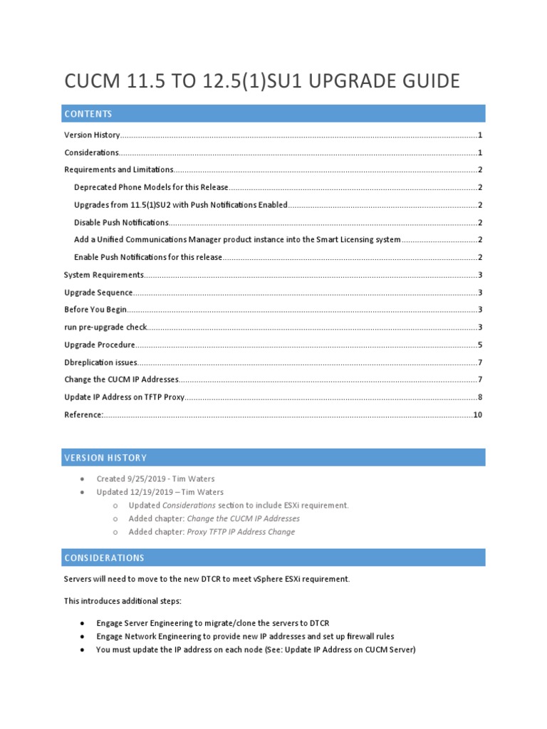 CUCM 11.5 to 12.5 Upgrade Guide | PDF | Proxy Server | Computer Cluster