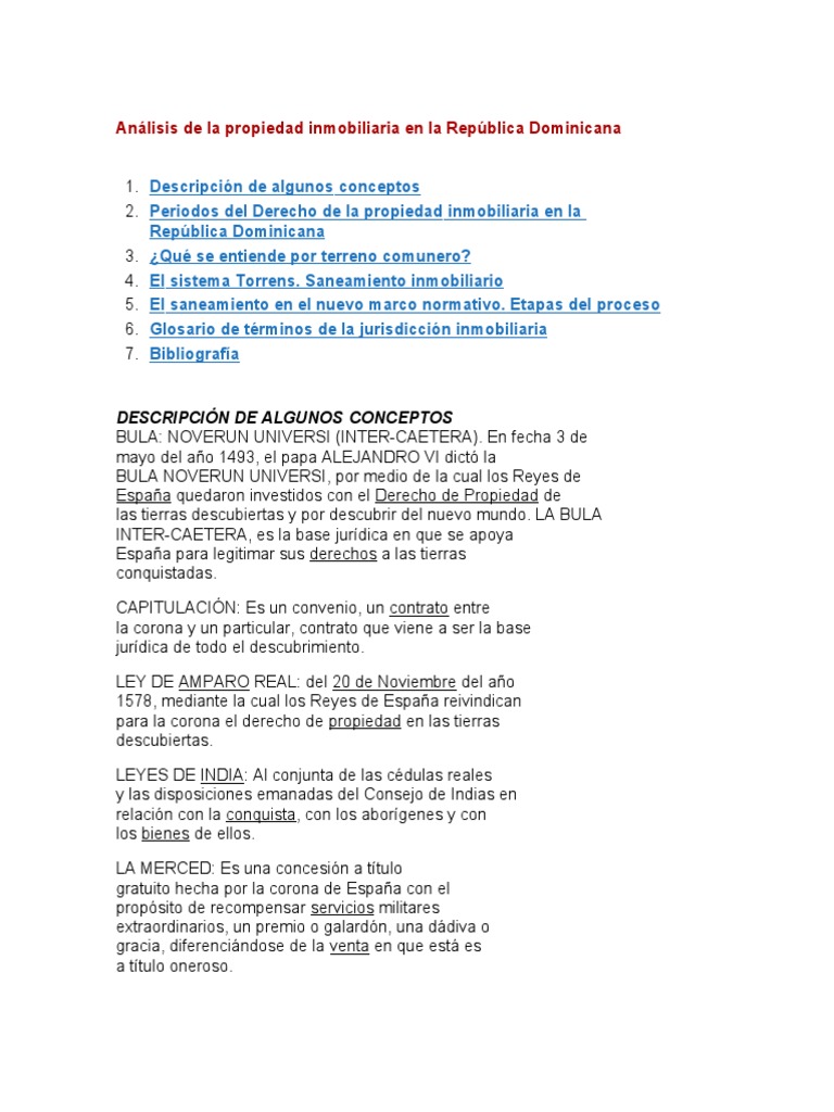 Análisis de La Propiedad Inmobiliaria en La República Dominicana PDF Propiedad Sentencia (ley)