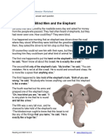 The Blind Men and The Elephant: Grade 3 Reading Comprehension Worksheet