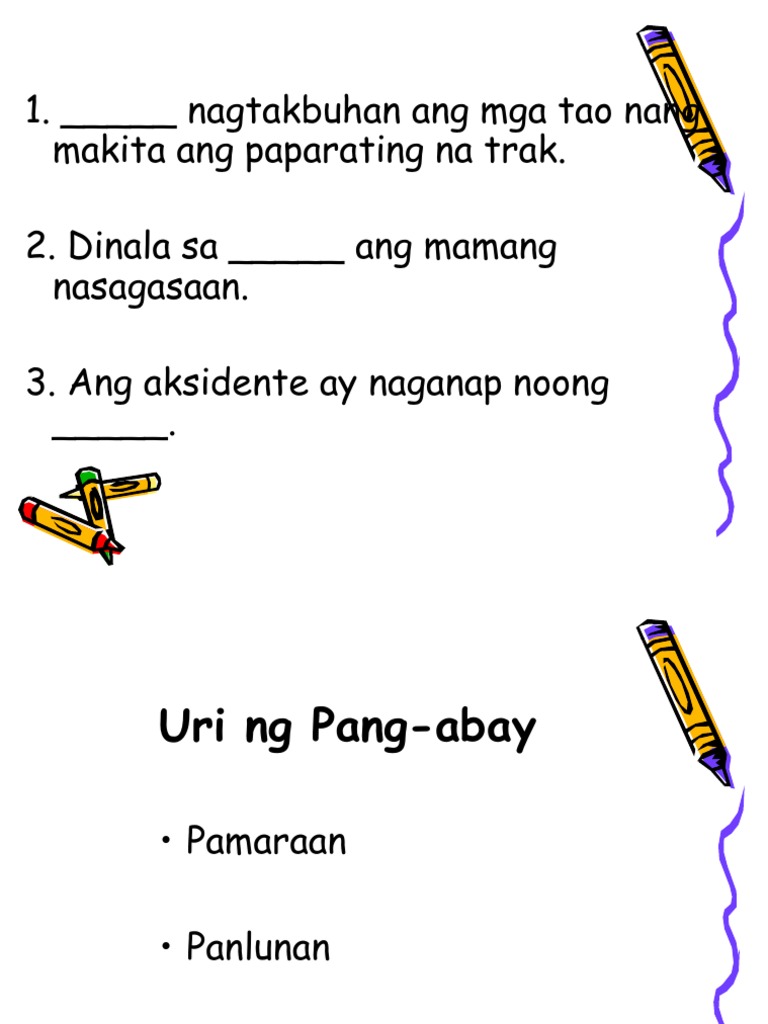 kaantasan ng pang uri 6 worksheets - pang abay worksheets philippin