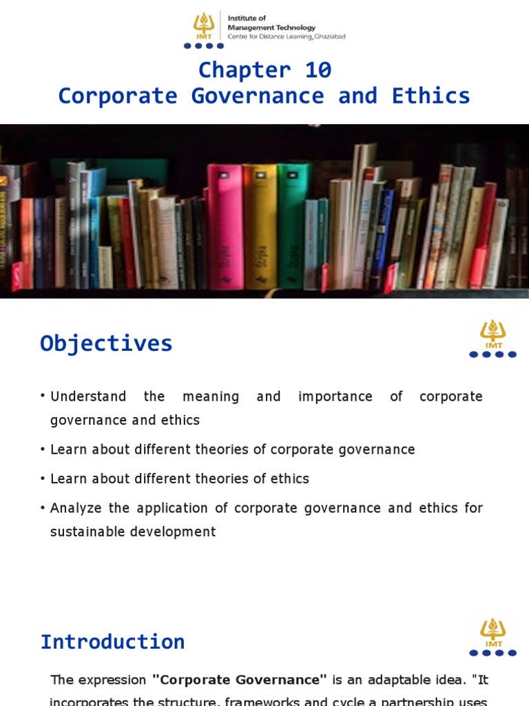 Corporate Governance and Ethics Overview | PDF | Governance | Corporate ...