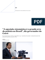 "A Oposição Sistemática É o Grande Erro Da Política No Brasil", Diz Governador Do Ceará