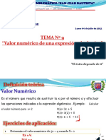 Tema 9-Valor Numérico de Una Expresion Algebraica-04-07-2022...