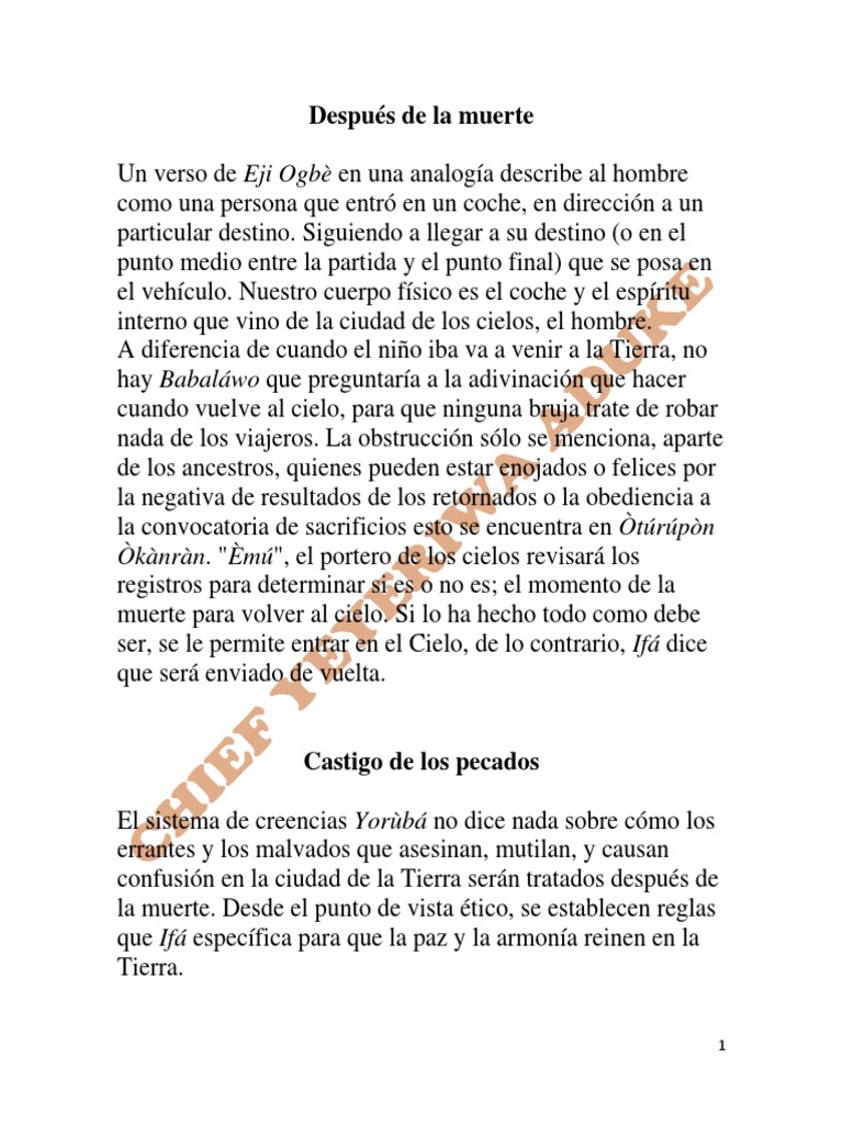 Creencias Yorùbá sobre la vida y muerte | PDF | Muerte