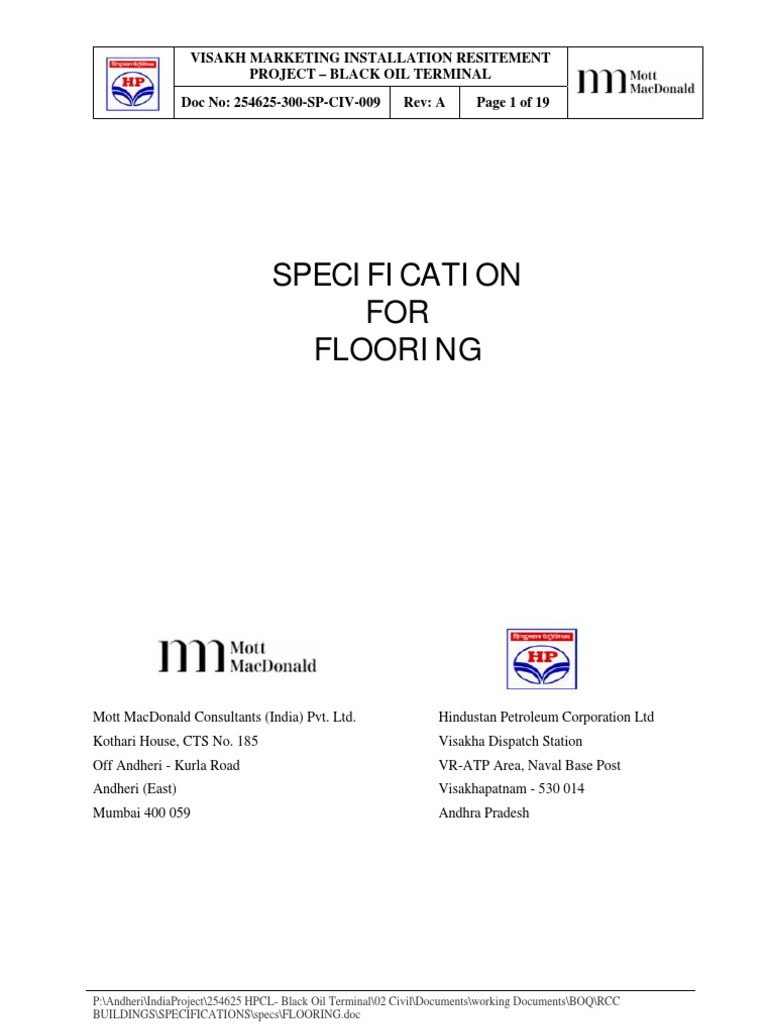 Flooring Specifications for Black Oil Terminal | PDF | Tile | Flooring