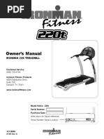 Owner's Manual: Ironman 220T Treadmill