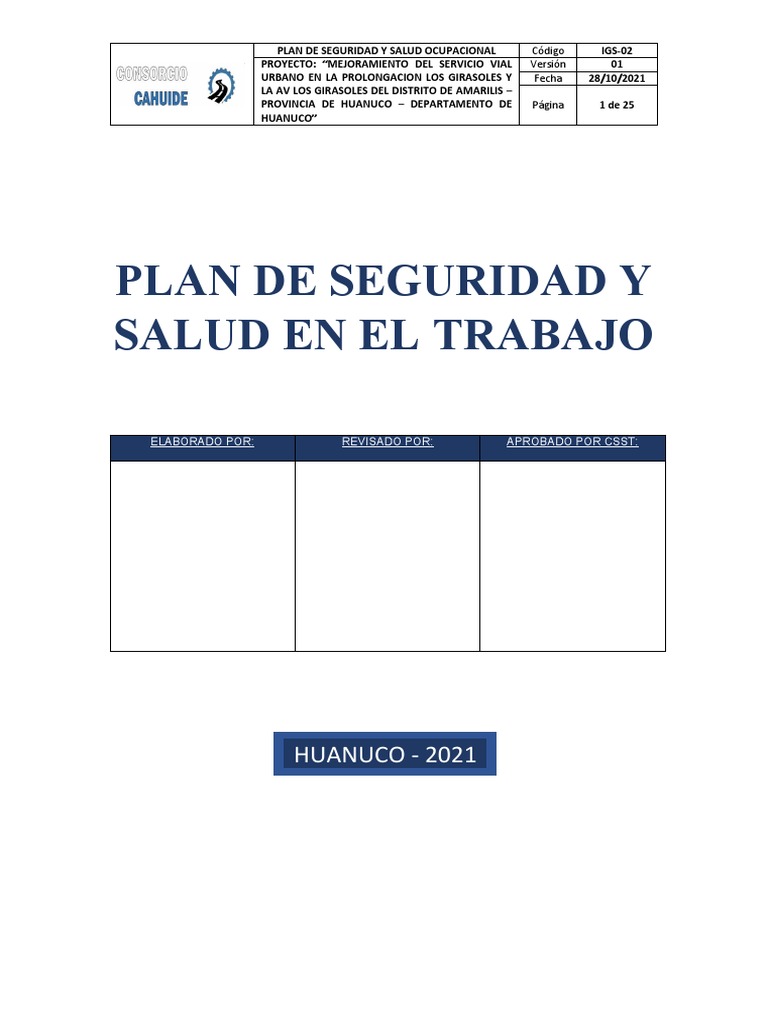 Plan de Seguridad y Salud en El Trabajo | PDF
