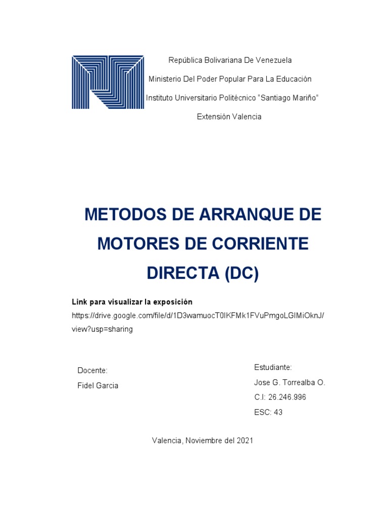 Métodos de Arranque de Motores DC | PDF | Inductor | Corriente eléctrica