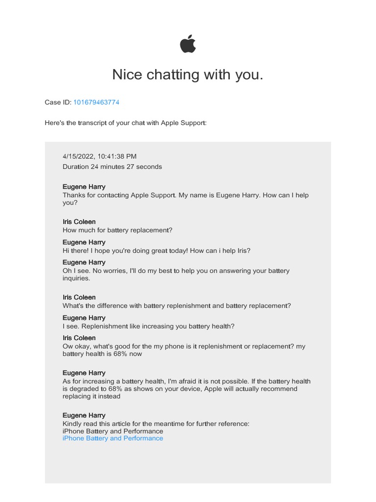 Apple Support Case 101679463774 15 4 2022 11 07pm PDF