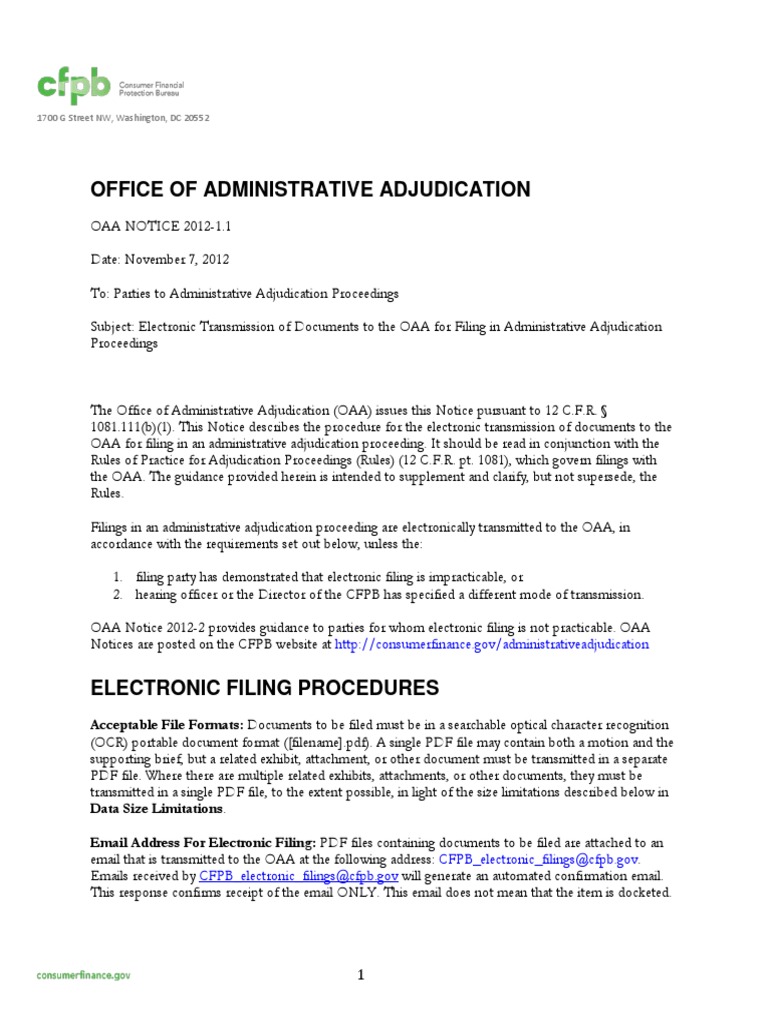 CFPB Electronicb Filing Procedures PDF Usb Flash Drive Encryption