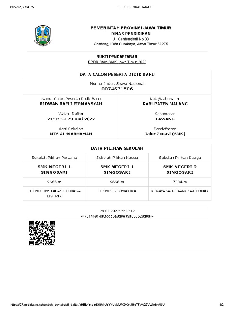 Bukti Pendaftaran | PDF