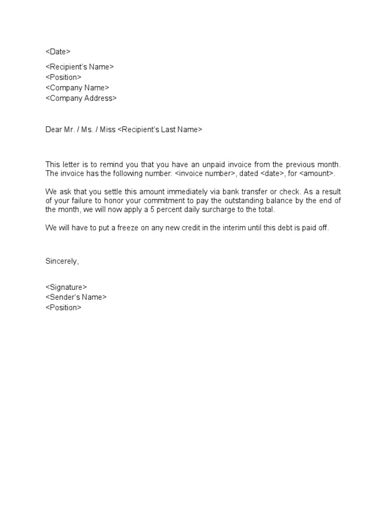 Outstanding Payment Request Letter | PDF | Law