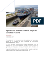 Aprueban Nueva Estructura de Peaje Del Canal de Panamá, 25 Julio 2022