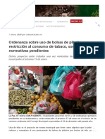 Ordenanza Sobre Uso de Bolsas de Plástico y Restricción Al Consumo de Tabaco, Son Algunas Normativas Pendientes - Concejo Municipal de La Paz