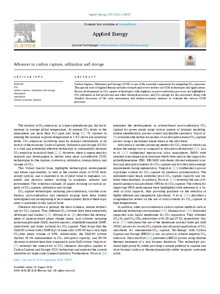 Advances in Carbon Capture Technologies | PDF | Carbon Capture And ...
