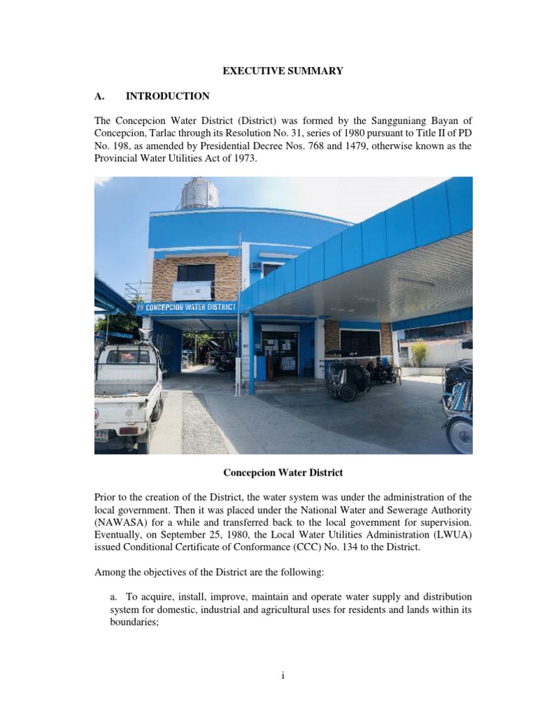 Concepcion Water District Tarlac Executive Summary 2021 PDF Audit