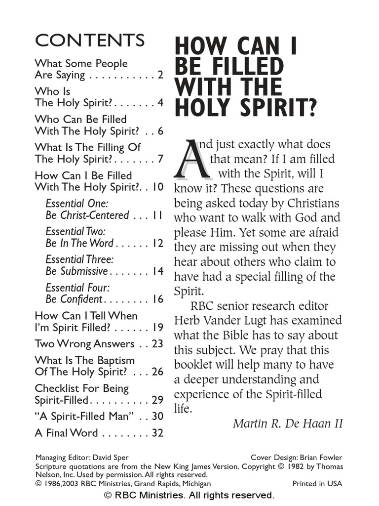How Can I Be Filled With The Holy Spirit | PDF | Baptism | Baptism With ...