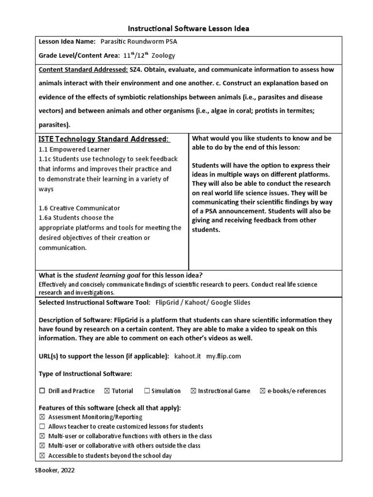 Instructional Software Lesson Caruthers PDF Learning Cognition